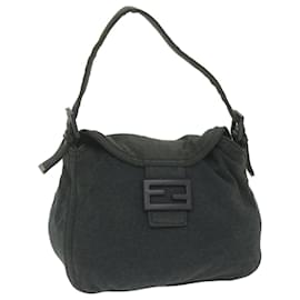 Fendi-FENDI Mamma Baguette Shoulder Bag cotton Gray Auth am5207-Grey
