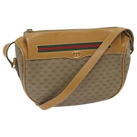 Gucci-GUCCI Micro GG Canvas Web Sherry Line Shoulder Bag PVC Beige Green Auth yk9514-Red,Beige,Green
