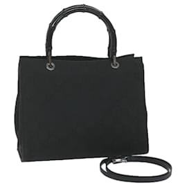 Gucci-Bolsa de mão GUCCI GG Canvas Bamboo preta 002 1016 Auth yk9603-Preto