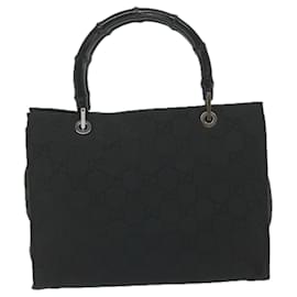 Gucci-GUCCI GG Lienzo Bambú Bolso De Mano Negro 002 1016 Auth yk9603-Negro