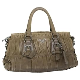 Prada-PRADA Hand Bag Leather Brown Auth ar10960b-Brown