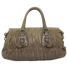 Prada-PRADA Hand Bag Leather Brown Auth ar10960b-Brown