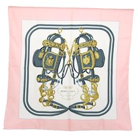 Hermès-HERMÈS CARRÉ 90 BRIDES de GALA Foulard Soie Rose Auth am5238-Rose