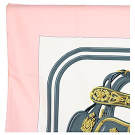 Hermès-HERMES CARRE 90 BRIDES de GALA Scarf Silk Pink Auth am5238-Pink