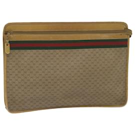 Gucci-Maletín GUCCI Micro GG Supreme Web Sherry Line Beige 017 115 4126 Auth ki3823-Beige