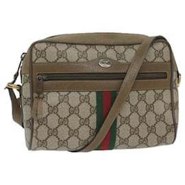 Gucci-GUCCI GG Supreme Web Sherry Line Sac à bandoulière Beige Rouge 56 02 004 Auth yk9683-Rouge,Beige