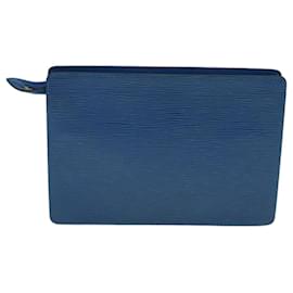Louis Vuitton-LOUIS VUITTON Epi Pochette Homme Clutch Bag Blue M52522 LV Auth 58456-Blue