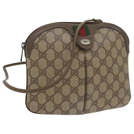 Gucci-GUCCI GG Supreme Web Sherry Line Shoulder Bag Beige Red 904 02 047 Auth bs10393-Red,Beige