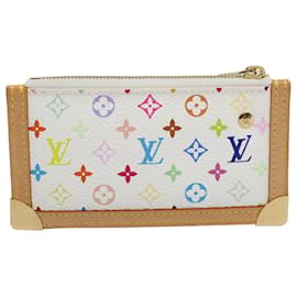 Louis Vuitton-LOUIS VUITTON Monogram Multicolor Pochette Cles Purse White M92655 auth 60477A-White