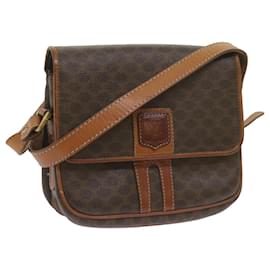 Céline-CELINE Macadam Canvas Shoulder Bag PVC Leather Brown Auth ki3841-Brown