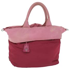 Prada-PRADA Hand Bag Nylon Reversible 2way Pink Auth 59269-Pink