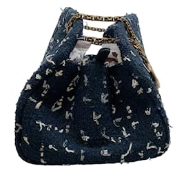 Autre Marque-Chanel Navy Blue Tweed Just Mademoiselle Bag-Navy blue