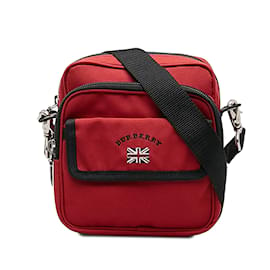 Burberry-Red Burberry Nylon Crossbody Bag-Red