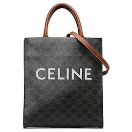 Céline-Bolsa Celine Pequena Triomphe Vertical Cabas Marrom-Marrom