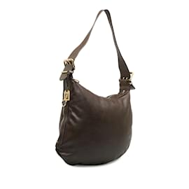 Fendi-Brown Fendi Leather Oyster Shoulder Bag-Brown