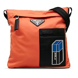 Prada-Orange Prada Tessuto Crossbody Bag-Orange