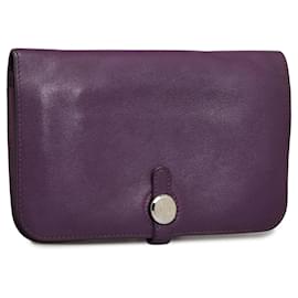 Hermès-Purple Hermes Swift Dogon Duo Wallet-Purple
