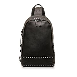 Black Valentino Rockstud Sling Backpack Black