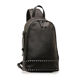Valentino-Black Valentino Rockstud Sling Backpack-Black