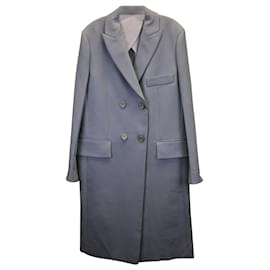Joseph-Joseph Tailored Double-Breasted Long Coat in Light Blue Cotton-Blue