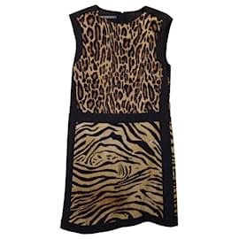 Alberta Ferretti-Alberta Ferretti Sleeveless Mini Dress in Animal Print Cotton-Black