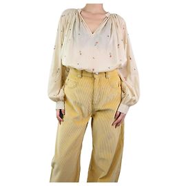 Forte Forte Cremefarbene Bluse mit Blumenmuster – Größe UK 10 Roh