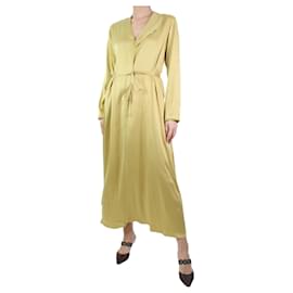 Autre Marque-Vestido largo de seda de manga larga amarillo - talla UK 10-Amarillo