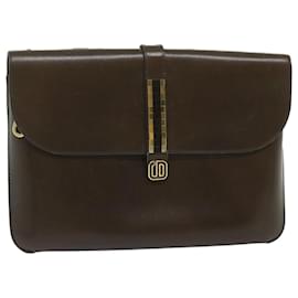 Christian Dior-Christian Dior Shoulder Bag Leather Brown Auth hk953-Brown