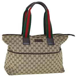 Gucci-GUCCI GG Canvas Web Sherry Line Mothers Bag Tote Bag Beige Rosso 155524 Auth937-Rosso,Beige