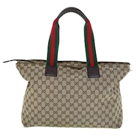 Gucci-GUCCI GG Canvas Web Sherry Line Mothers Bag Tote Bag Beige Rosso 155524 Auth937-Rosso,Beige
