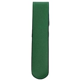 Hermès-HERMES Pen Case Leather Green Auth 60589-Green