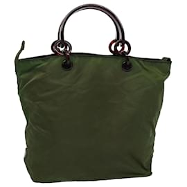 Prada-PRADA Hand Bag Nylon Khaki Auth 60968-Khaki