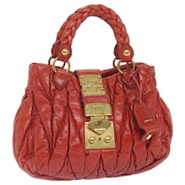 Miu Miu-Miu Miu Materasse Hand Bag Leather Red Auth bs10276-Red