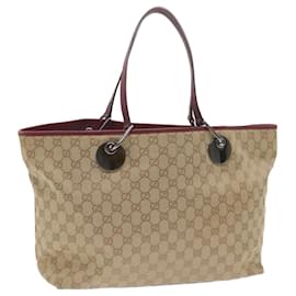 Gucci-GUCCI GG Lona Tote Bag Bege 120838 auth 60521-Bege