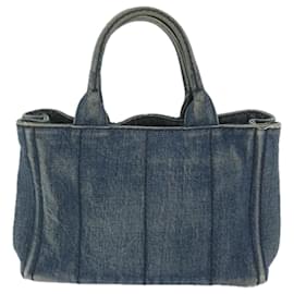 Prada-PRADA Canapa PM Hand Bag Canvas Blue Auth bs10254-Blue