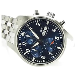 IWC-Reloj de piloto IWC Cronógrafo 41 Especificación de pulsera con esfera azul IW388102 De los hombres-Plata