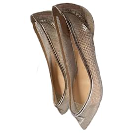 Ballerines Christian Louboutin Dorées Effet Python Doré