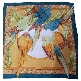 Salvatore Ferragamo Silk Scarf Multicolore Parrot Print Multiple colors