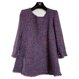 Chanel-Top de tweed CHANEL-Rosa,Púrpura