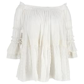 Chloé Chloe Off-Shoulder-Bluse aus weißer Baumwolle Weiß