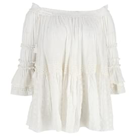 Chloé-Chloe Off-Shoulder-Bluse aus weißer Baumwolle-Weiß