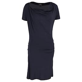 Vivienne Westwood-Vivienne Westwood Draped Neckline Dress in Navy Blue Cotton-Navy blue