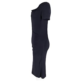 Vivienne Westwood-Vivienne Westwood Draped Neckline Dress in Navy Blue Cotton-Navy blue