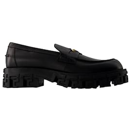 Versace-Greca Border Rubber Sole Loafer - Versace - Leather - Black-Black