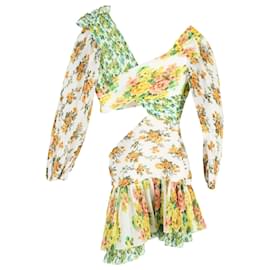 Zimmermann-Zimmermann Golden Surfer Floral Cutout Mini Dress in Multicolor Polyester-Other,Python print