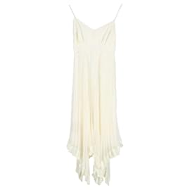 Zimmermann-Zimmermann Espionage Lace-Trimmed Pleated Midi Slip Dress in Cream Silk-White,Cream