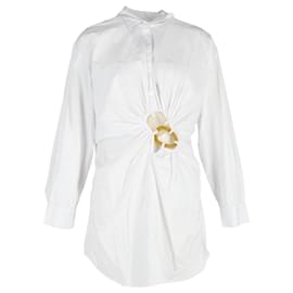 Autre Marque-Christopher Esber Folia Cutout Float-buckle Mini Shirtdress in White Cotton-White