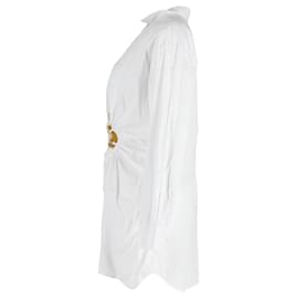 Autre Marque-Christopher Esber Minivestido camisero Folia con aberturas y hebilla flotante en algodón blanco-Blanco