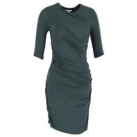 Helmut Lang gerafftes, figurbetontes Kleid aus grüner Baumwolle Grün
