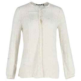 Isabel Marant-Isabel Marant Sheer Long Sleeve Blouse in Cream Cotton -White,Cream